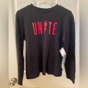 Gap Kids ED Ellen Degeneres Unite Black Long Sleeve Top Size XXL 14-16 NWT